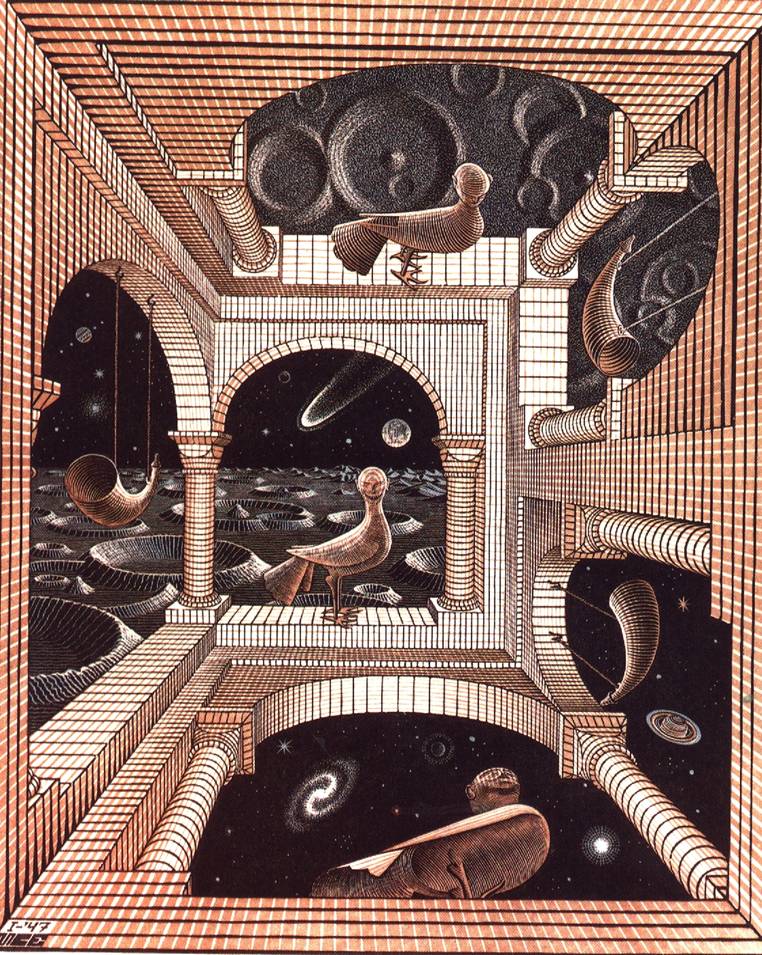 M.C. Escher, Another world II, 1947, woodcut